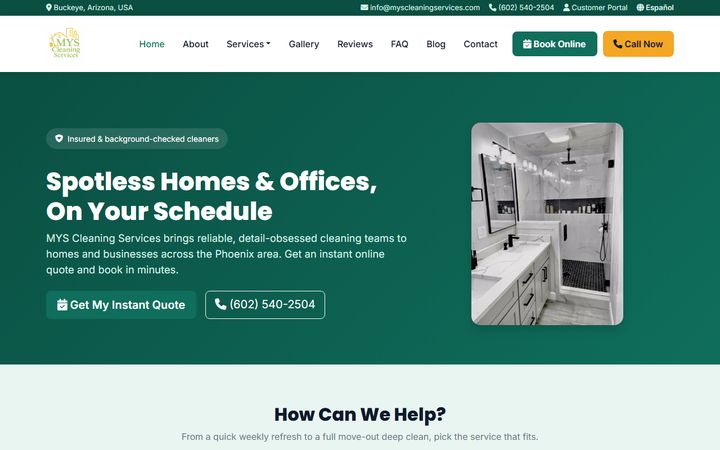 MYS Cleaning Services website